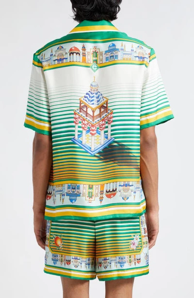 Shop Casablanca Cityscape Print Silk Camp Shirt
