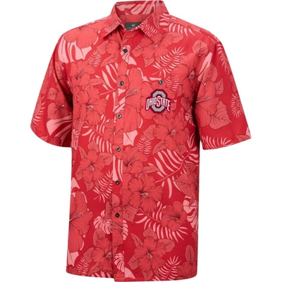 Shop Colosseum Scarlet Ohio State Buckeyes The Dude Camp Button-up Shirt
