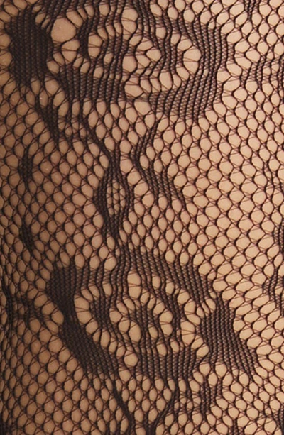 Shop Stems Floral Squiggle Fishnet Tights In Black