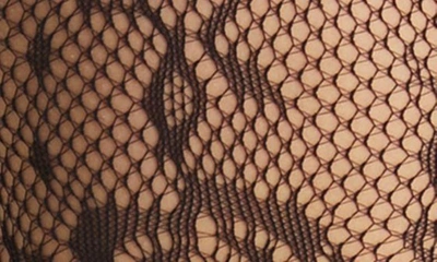 Shop Stems Floral Squiggle Fishnet Tights In Black
