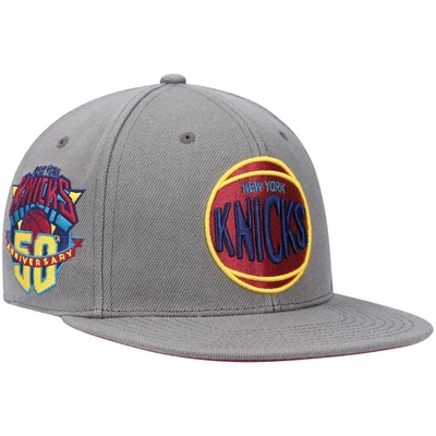 Shop Mitchell & Ness Charcoal New York Knicks Hardwood Classics 50th Anniversary Carbon Cabernet Fitted H