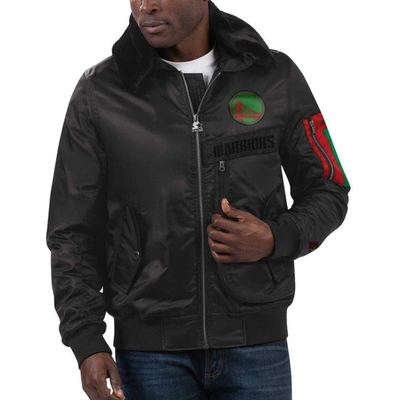 Shop Starter X Ty Mopkins Black Golden State Warriors Black History Month Satin Full-zip Jacket