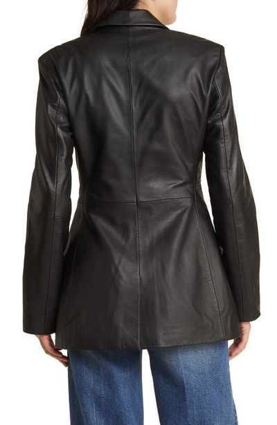 Shop Reformation Veda Hal Fitted Leather Blazer In Black