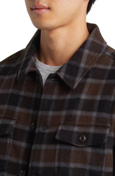 Shop Billy Reid Mo Plaid Wool Blend Shirt Jacket In Olive/ Multi