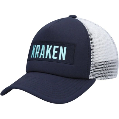 Shop Adidas Originals Adidas Deep Sea Blue/white Seattle Kraken Team Plate Trucker Snapback Hat In Navy