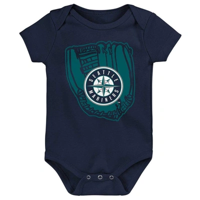 Shop Outerstuff Newborn & Infant Aqua/navy/white Seattle Mariners Minor League Player Three-pack Bodysuit Set