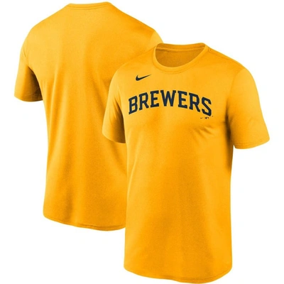 Shop Nike Gold Milwaukee Brewers Wordmark Legend Performance T-shirt