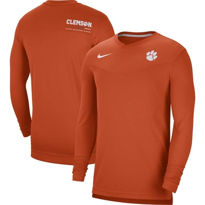 Shop Nike Orange Clemson Tigers 2022 Coach Performance Long Sleeve V-neck T-shirt