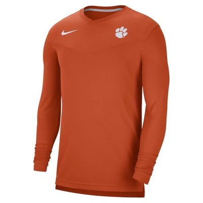 Shop Nike Orange Clemson Tigers 2022 Coach Performance Long Sleeve V-neck T-shirt