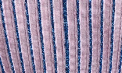 Shop Jean Paul Gaultier Body Morph Metallic Trompe L'oeil Merino Wool Blend Rib Sweater Dress In Pink/ Blue