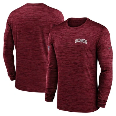 Shop Nike Red Tampa Bay Buccaneers Sideline Velocity Athletic Stack Performance Long Sleeve T-shirt