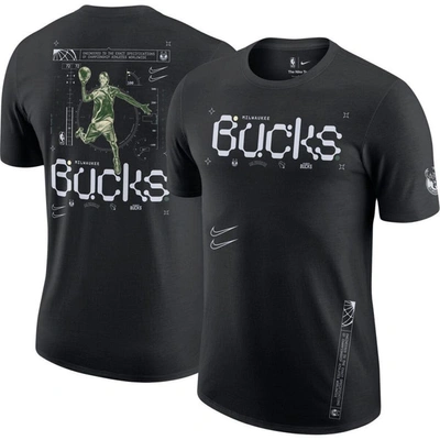 Shop Nike Black Milwaukee Bucks Courtside Air Traffic Control Max90 T-shirt