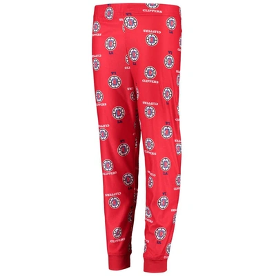 Shop Outerstuff Youth Red La Clippers Allover Print Long Sleeve T-shirt And Pants Sleep Set