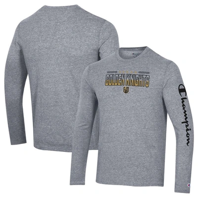 Shop Champion Heather Gray Vegas Golden Knights Tri-blend Long Sleeve T-shirt