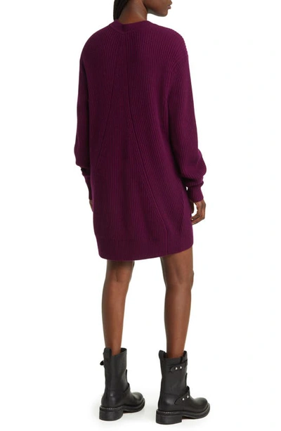 Shop Rag & Bone Pierce Long Sleeve Cashmere Shift Minidress In Plum