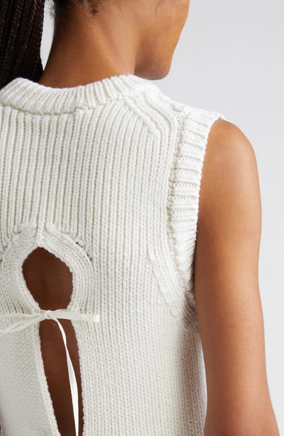 Shop Cecilie Bahnsen Merino Wool Cable Tie Back Sweater Vest In Ecru