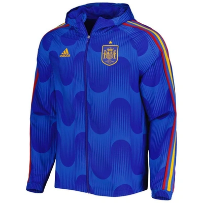 Shop Adidas Originals Adidas Royal Spain National Team Dna Raglan Full-zip Hoodie Windbreaker Jacket
