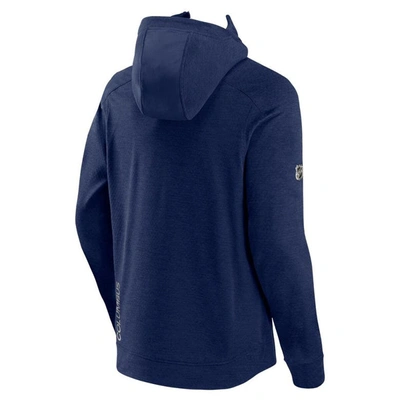 Shop Fanatics Branded Heather Navy Columbus Blue Jackets Authentic Pro Road Tech Full-zip Hoodie Jacket