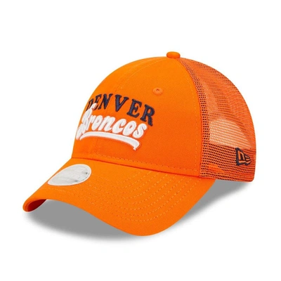 Shop New Era Orange Denver Broncos Team Trucker 9forty Snapback Hat