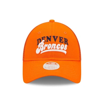 Shop New Era Orange Denver Broncos Team Trucker 9forty Snapback Hat