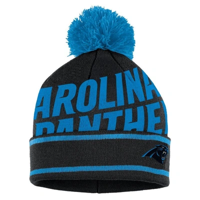 Shop Wear By Erin Andrews Black Carolina Panthers Double Jacquard Cuffed Knit Hat With Pom And Gloves Se