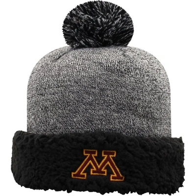 Shop Top Of The World Black Minnesota Golden Gophers Snug Cuffed Knit Hat With Pom