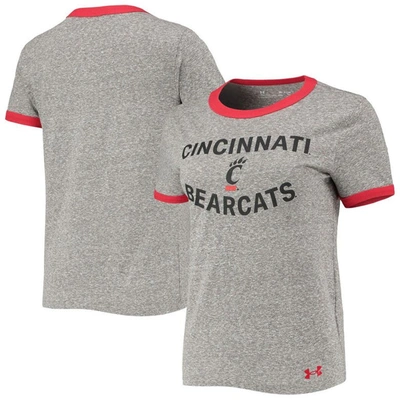 Shop Under Armour Heathered Gray Cincinnati Bearcats Siro Slub Tri-blend Ringer T-shirt In Heather Gray