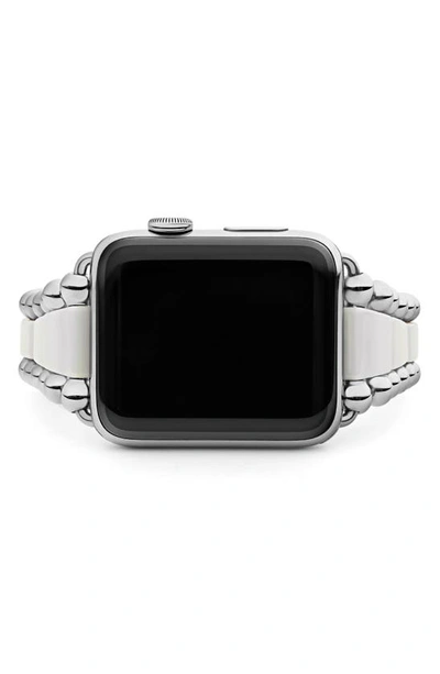 Shop Lagos Smart Caviar White Ceramic & Stainless Steel Apple Watch® Watchband In Silver/white