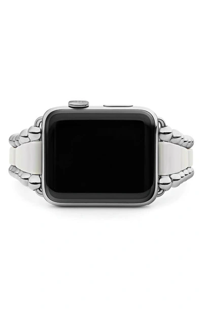 Lagos Smart Caviar White Ceramic Apple Watch Bracelet, 42-44mm In Silver/white