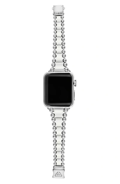 Shop Lagos Smart Caviar White Ceramic & Stainless Steel Apple Watch® Watchband In Silver/white