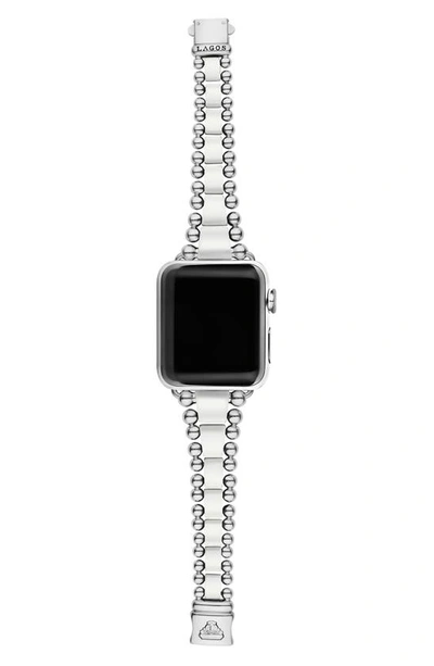 Lagos Smart Caviar White Ceramic Apple Watch Bracelet, 42-44mm In Silver/white