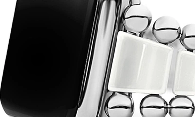 Lagos Smart Caviar White Ceramic Apple Watch Bracelet, 42-44mm In Silver/white