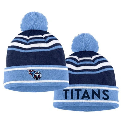 Shop Wear By Erin Andrews Navy Tennessee Titans Colorblock Cuffed Knit Hat With Pom And Scarf Set