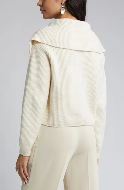 Shop Open Edit Rib Half Zip Sweater In Ivory Dove