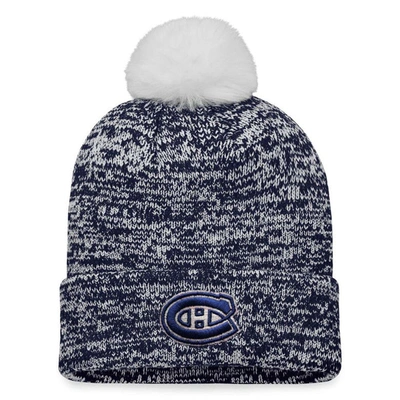 Shop Fanatics Branded Navy Montreal Canadiens Glimmer Cuffed Knit Hat With Pom