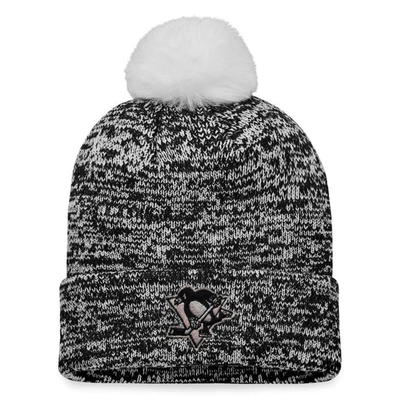 Shop Fanatics Branded Black Pittsburgh Penguins Glimmer Cuffed Knit Hat With Pom