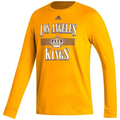 Shop Adidas Originals Adidas Gold Los Angeles Kings Reverse Retro 2.0 Fresh Playmaker Long Sleeve T-shirt