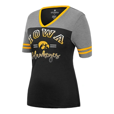 Shop Colosseum Black/heathered Gray Iowa Hawkeyes There You Are V-neck T-shirt