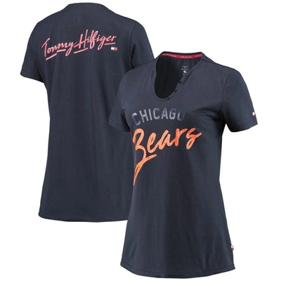 Shop Tommy Hilfiger Navy Chicago Bears Riley V-neck T-shirt