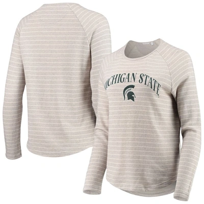 Shop Camp David Heathered Gray Michigan State Spartans Seaside Striped French Terry Raglan Pullover Sweatshirt In Heather Gray