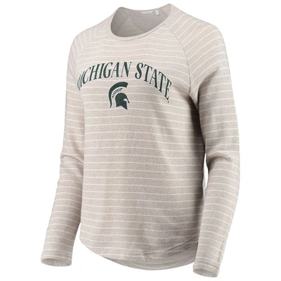 Shop Camp David Heathered Gray Michigan State Spartans Seaside Striped French Terry Raglan Pullover Sweatshirt In Heather Gray