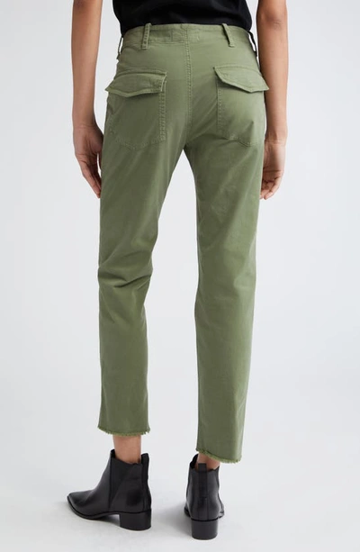 Nili Lotan Jenna Raw Hem Crop Cotton Stretch Twill Pants In Green