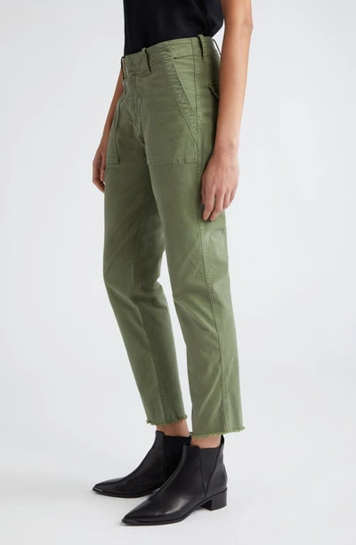Nili Lotan Jenna Raw Hem Crop Cotton Stretch Twill Pants In Green