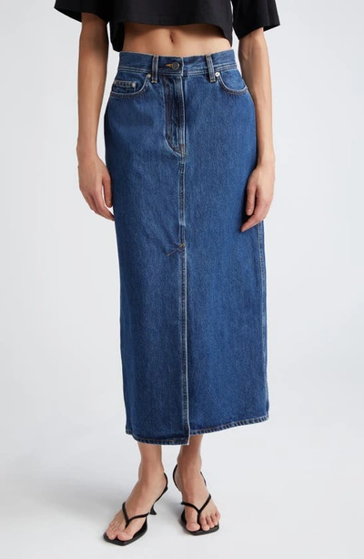 Shop Loulou Studio Rona Denim Maxi Skirt In Washed Blue