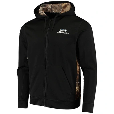Shop Dunbrooke Black/realtree Camo Seattle Seahawks Decoy Tech Fleece Full-zip Hoodie