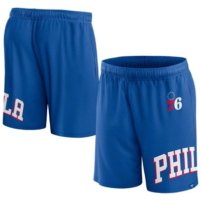 Shop Fanatics Branded Royal Philadelphia 76ers Free Throw Mesh Shorts