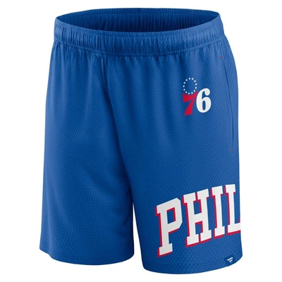 Shop Fanatics Branded Royal Philadelphia 76ers Free Throw Mesh Shorts