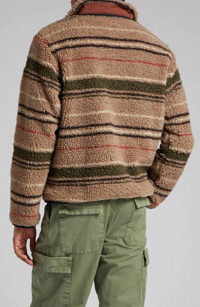 Shop Ranra Thjorsar Stripe Fleece Half Zip Pullover In Stripy Brown