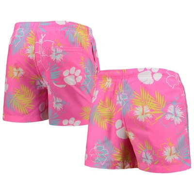 Shop Foco Pink Clemson Tigers Neon Floral Swim Trunks