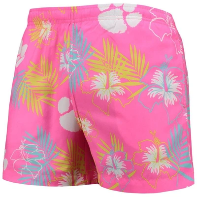 Shop Foco Pink Clemson Tigers Neon Floral Swim Trunks